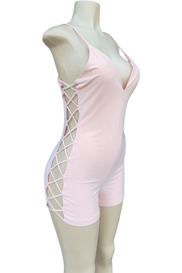 Romper With Side Cut Outs - Pink