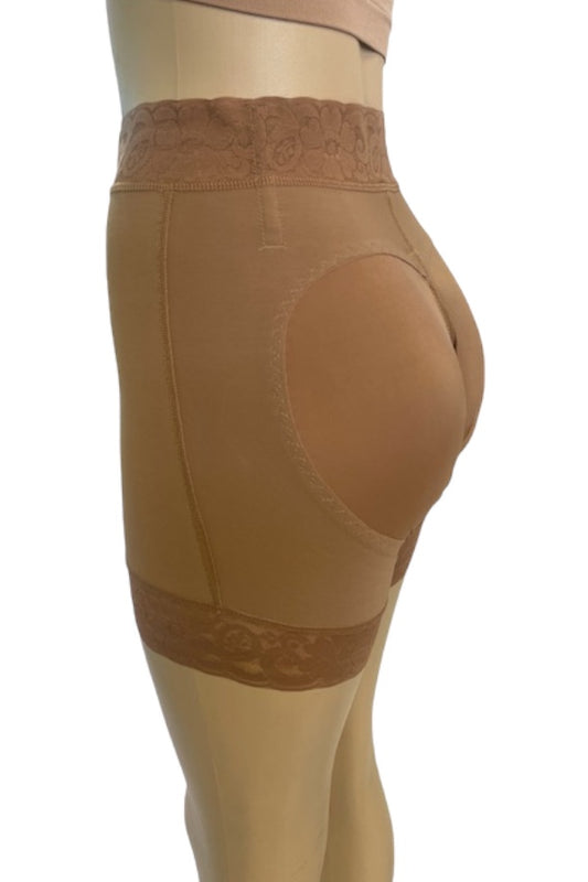 High Rise Compression Push Up Zipper Shorts