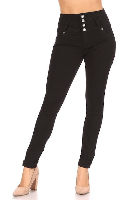 Zig Zag Studded High Rise Jeans in black