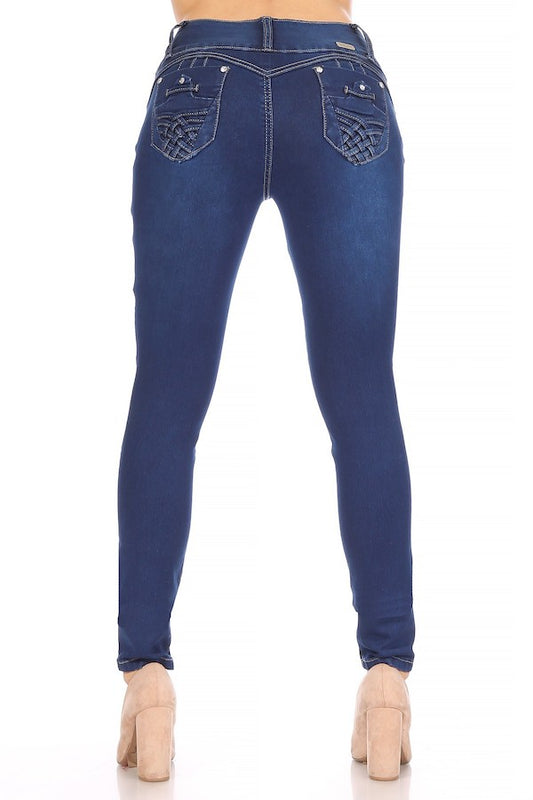 Back of Annabelle Mid Rise Jeans in Blue