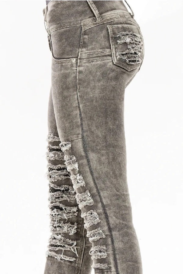 side of Alexandria Original Colombian Jeans in grey color