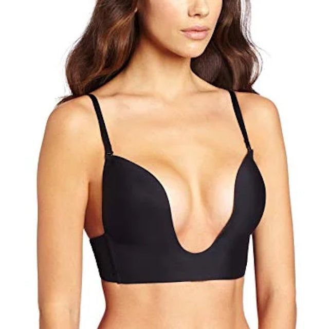 black Washable V Bra on model