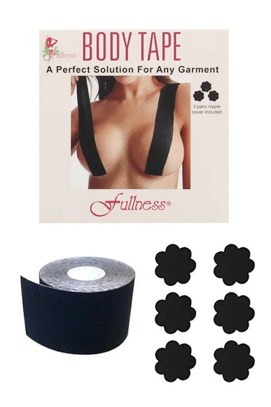 Body Tape With Nipple Covers - Black
