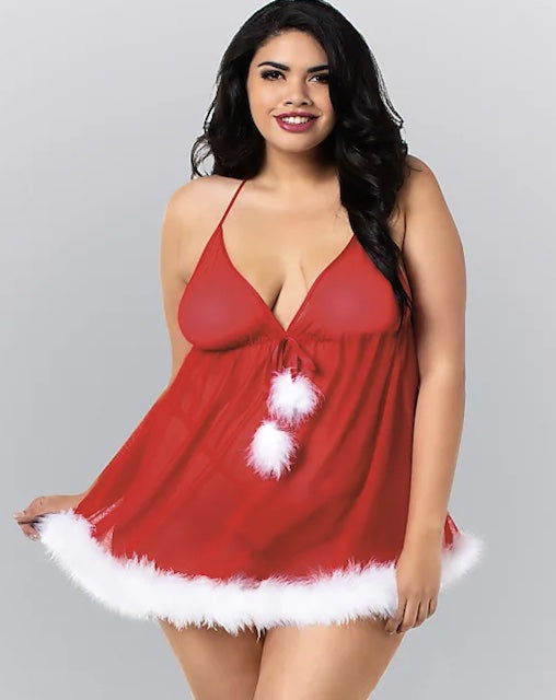 front of Santa Babydoll Set