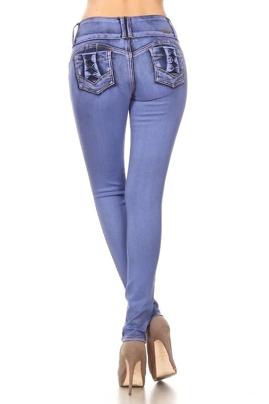 Back of Bowtie Until Sunset Jeans in Blue