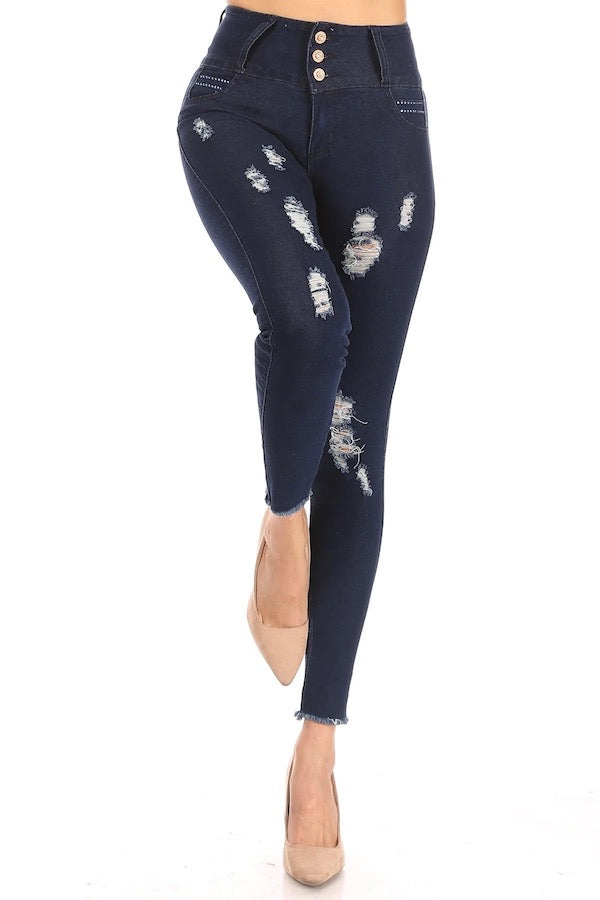 Midnight Blue Distressed Jeans