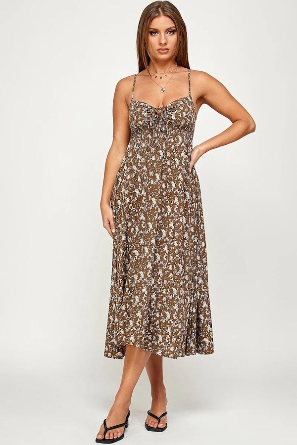 Be Original Floral Cami Maxi Dress - Olive