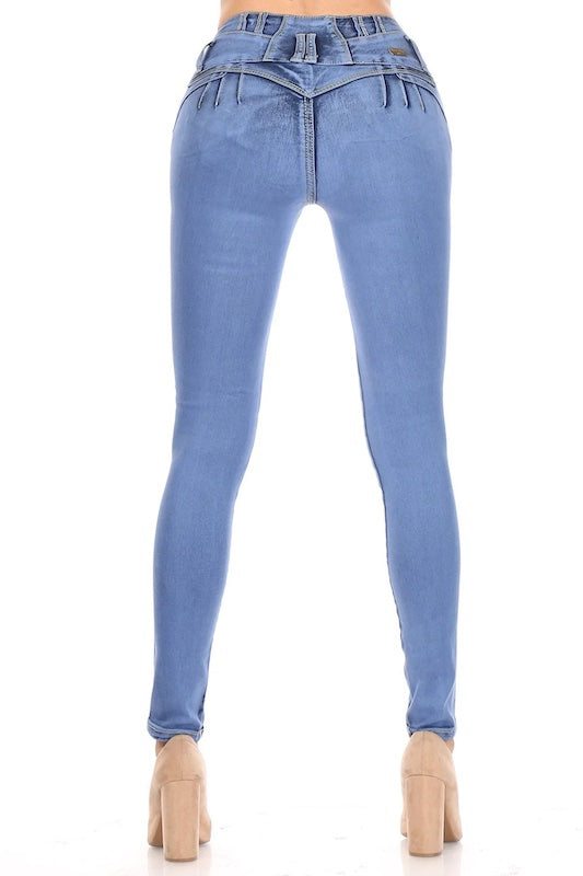 Back of Bear's Claw Studded Jeans in Blue