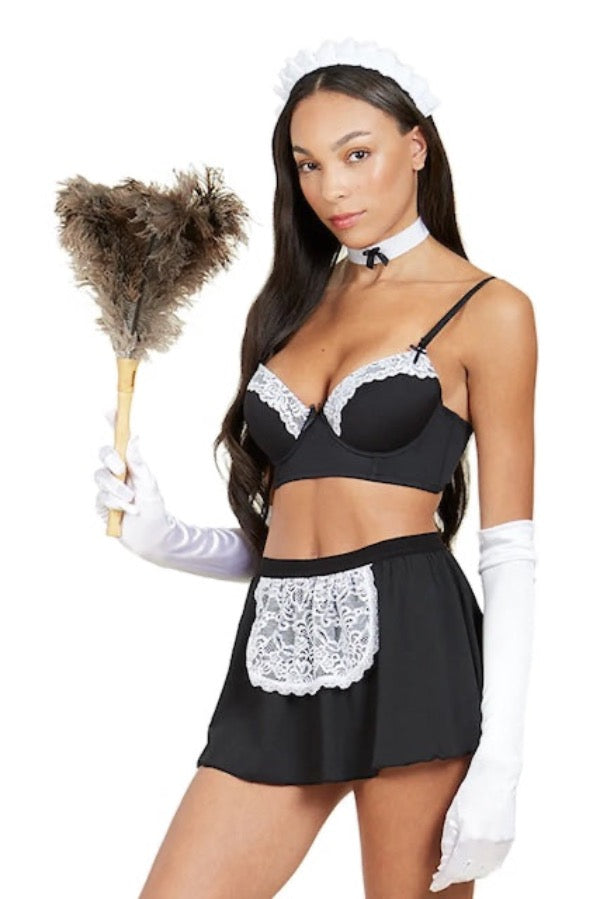Maid Bra 3pcs Set - Black