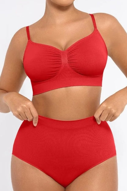 Red set on a plain background