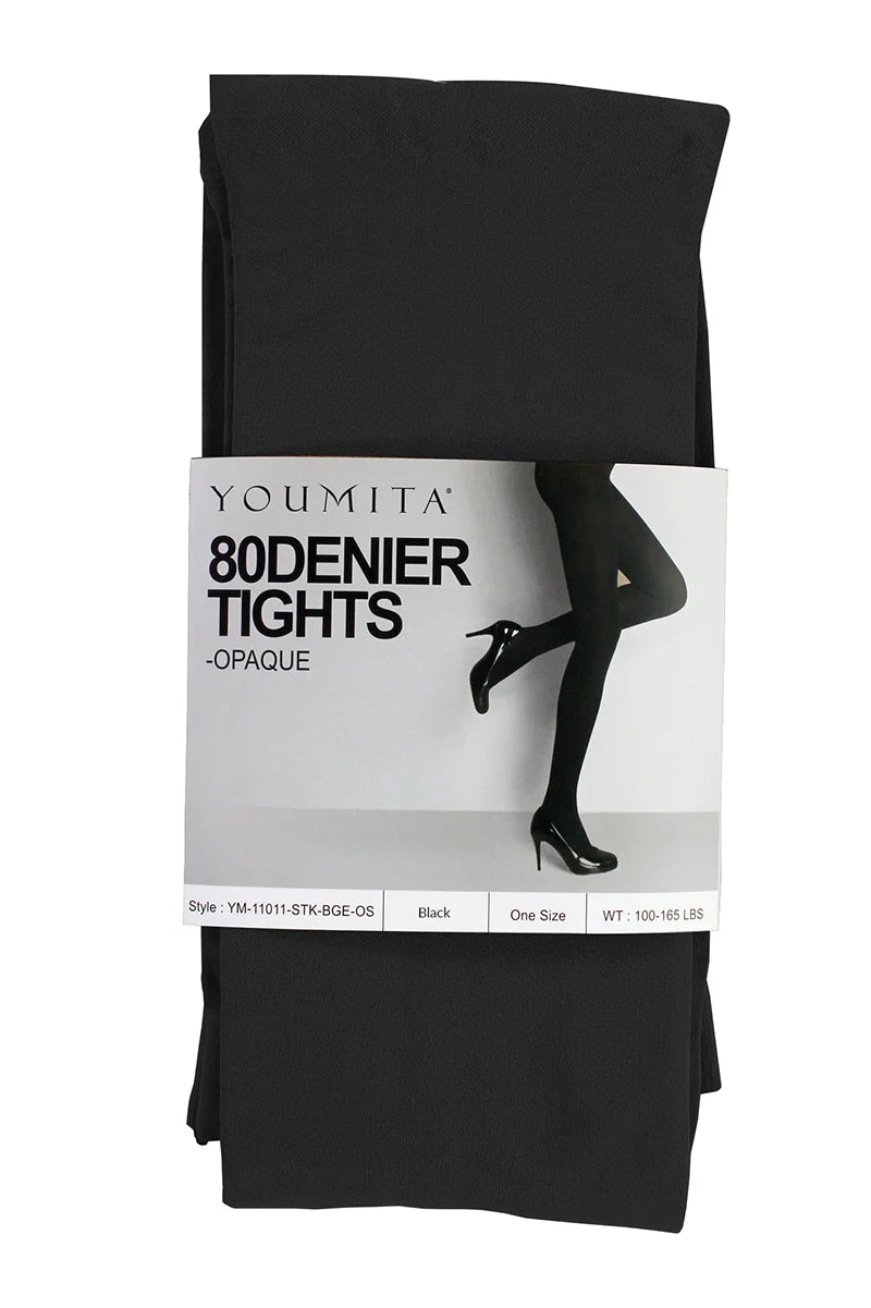 Black opaque tights with packaging displaying 'Youmita' brand on a white background
