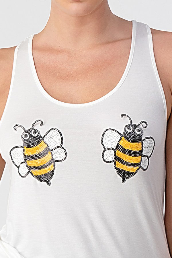 Sequin Bees Tank Top