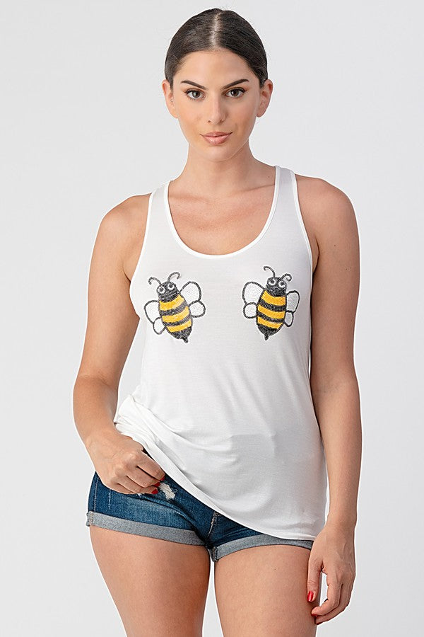 Sequin Bees Tank Top