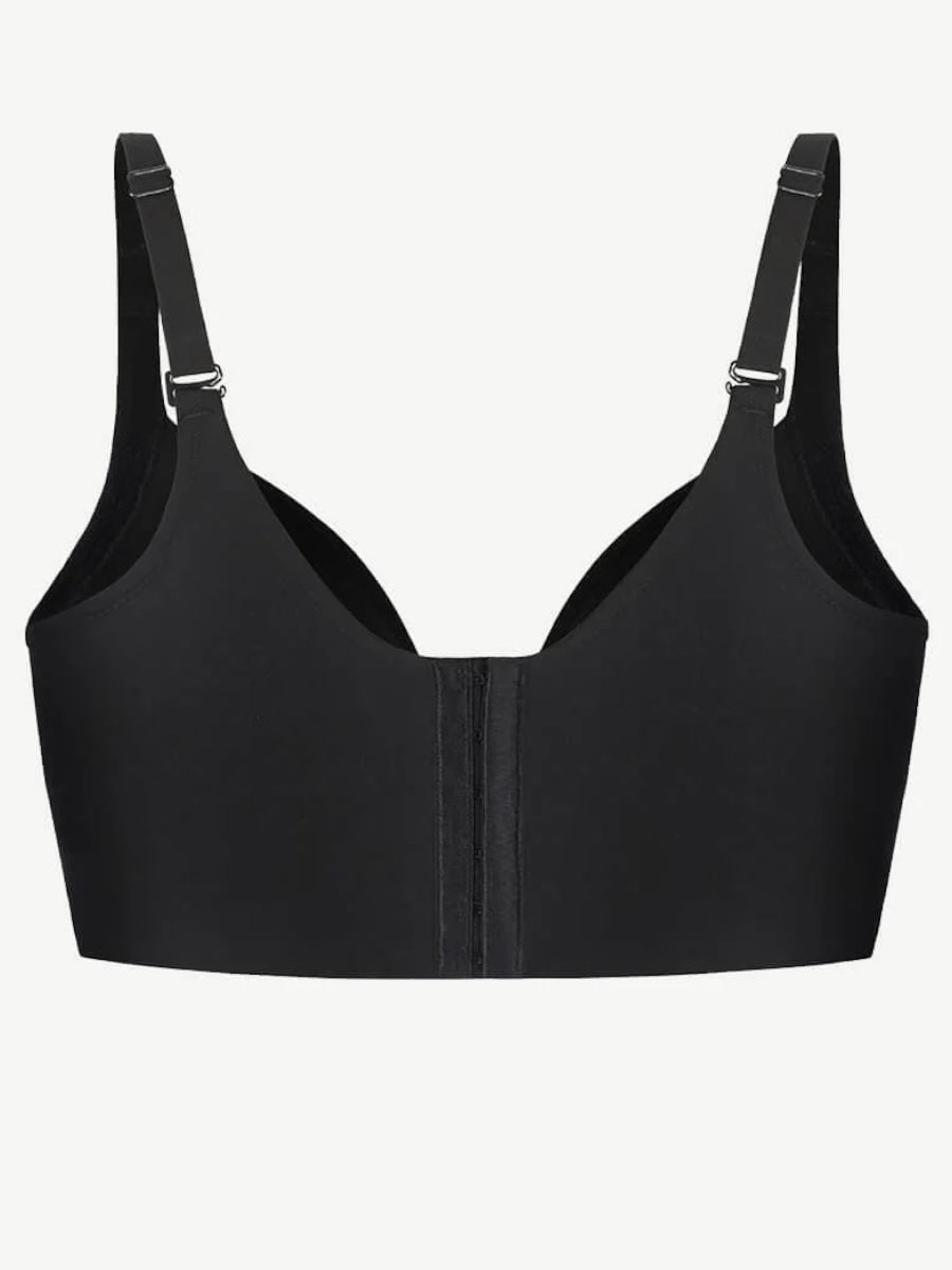 Black bra with straps on a white background