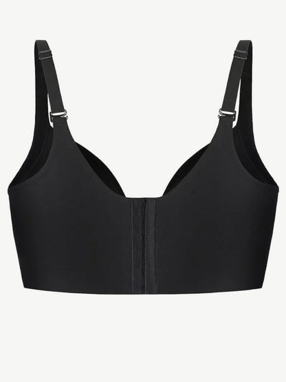 Black bra with straps on a white background