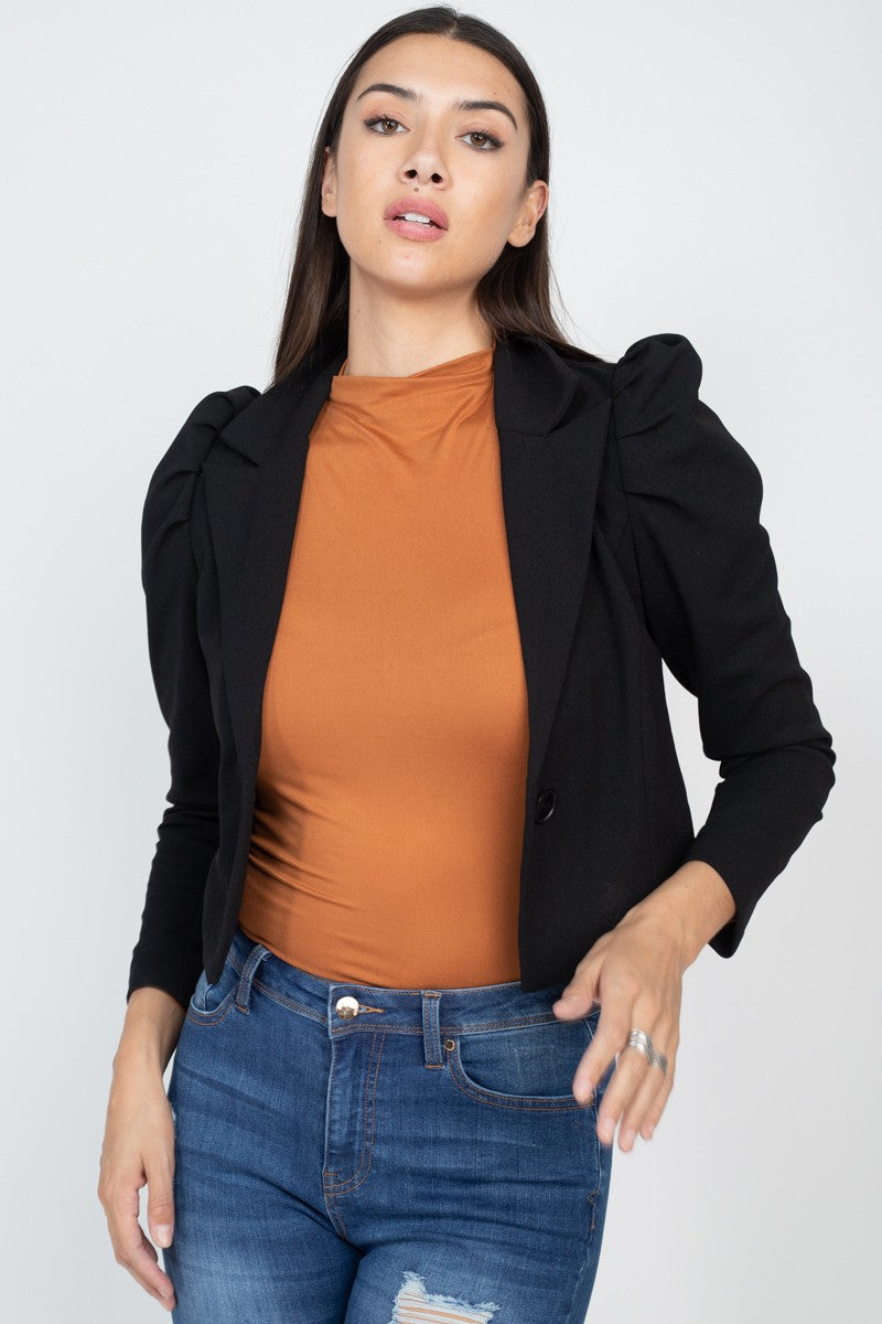 Puff Sleeve Cropped Blazer