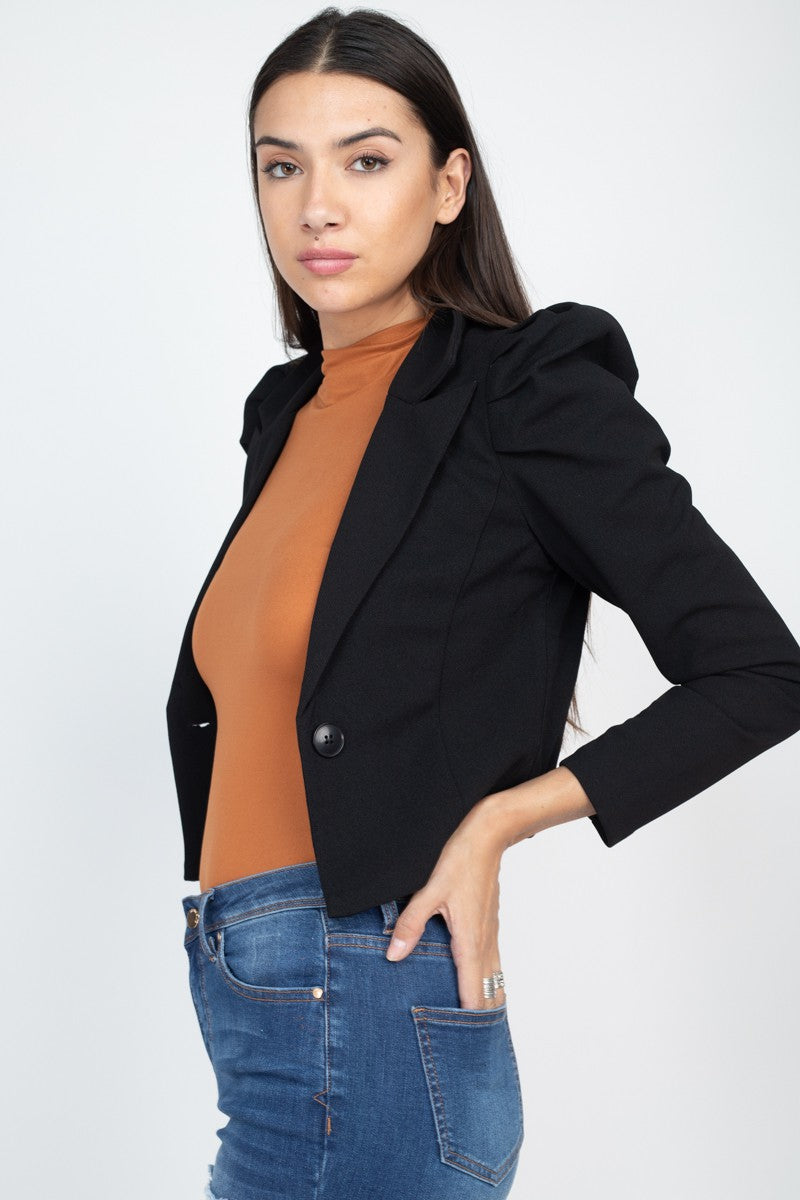 Puff Sleeve Cropped Blazer