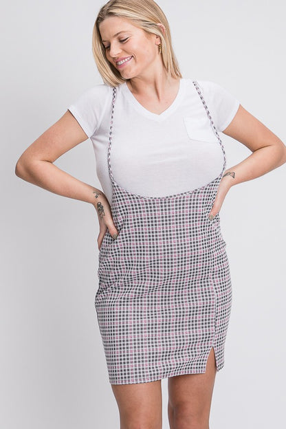 Jacquard Plaid Suspender Dress
