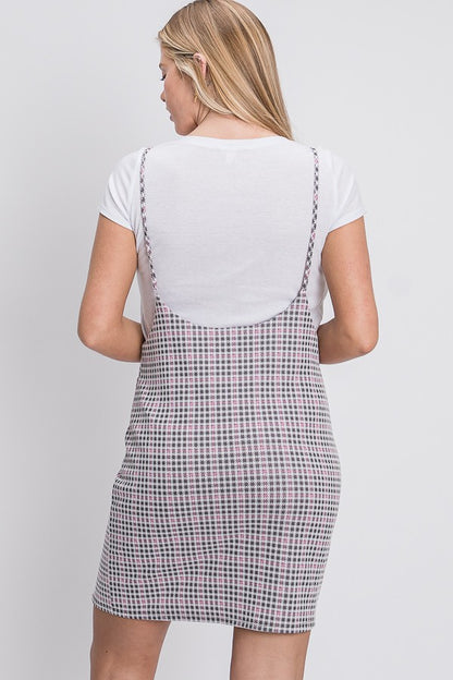 Jacquard Plaid Suspender Dress