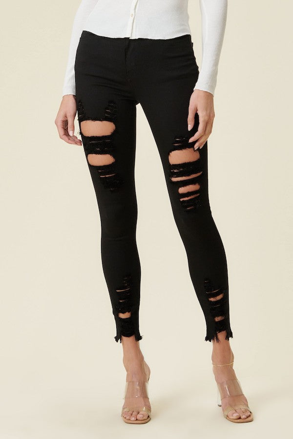 Classic Distressed Legs Jeans - Black