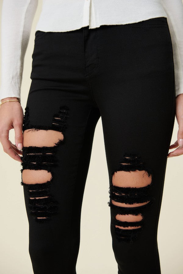 Classic Distressed Legs Jeans - Black