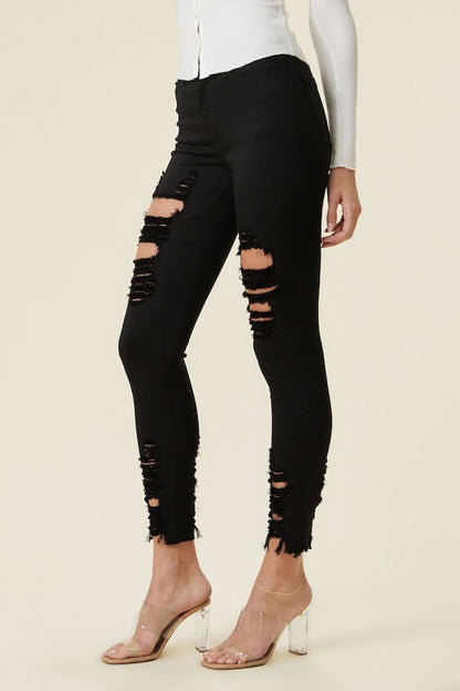 Classic Distressed Legs Jeans - Black
