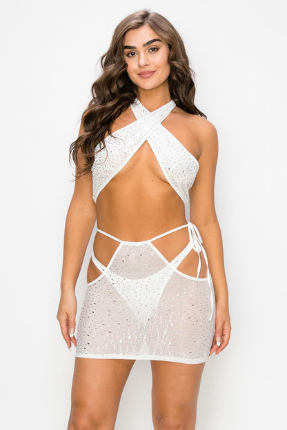 3Pcs Strappy Rhinestone Set