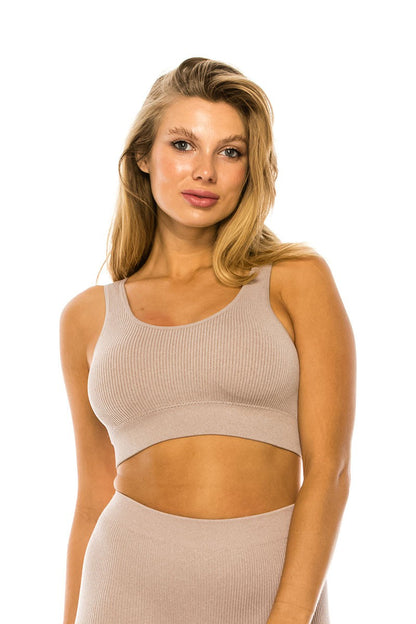 Ribbed Tank Bralette - Oatmeal
