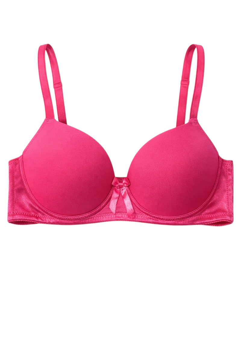 Pink bra on a white background