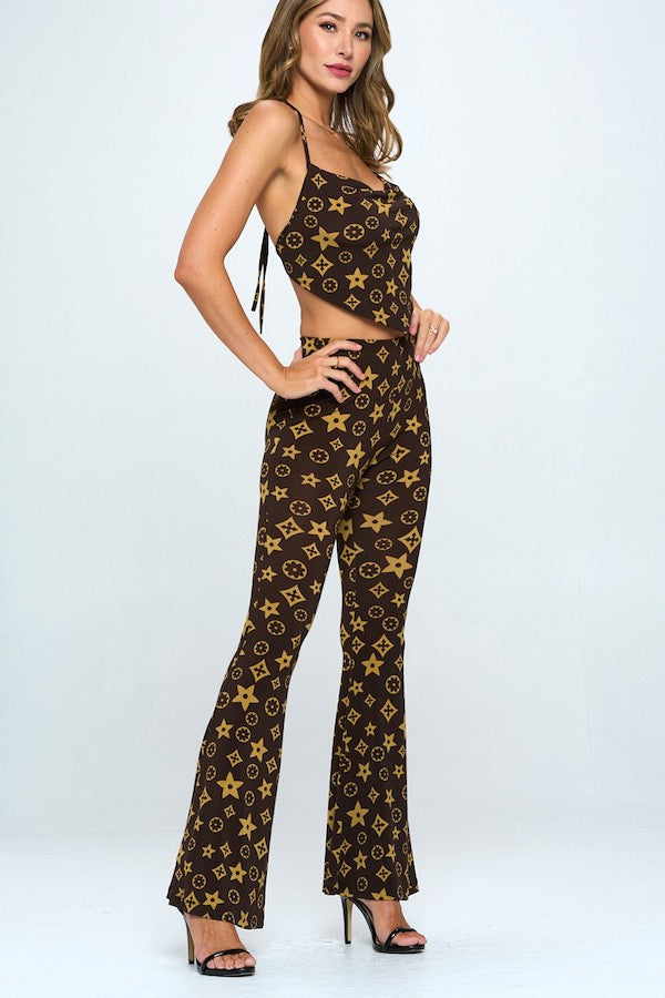 Starflower Cowl Neck Top + Flared Pants Set