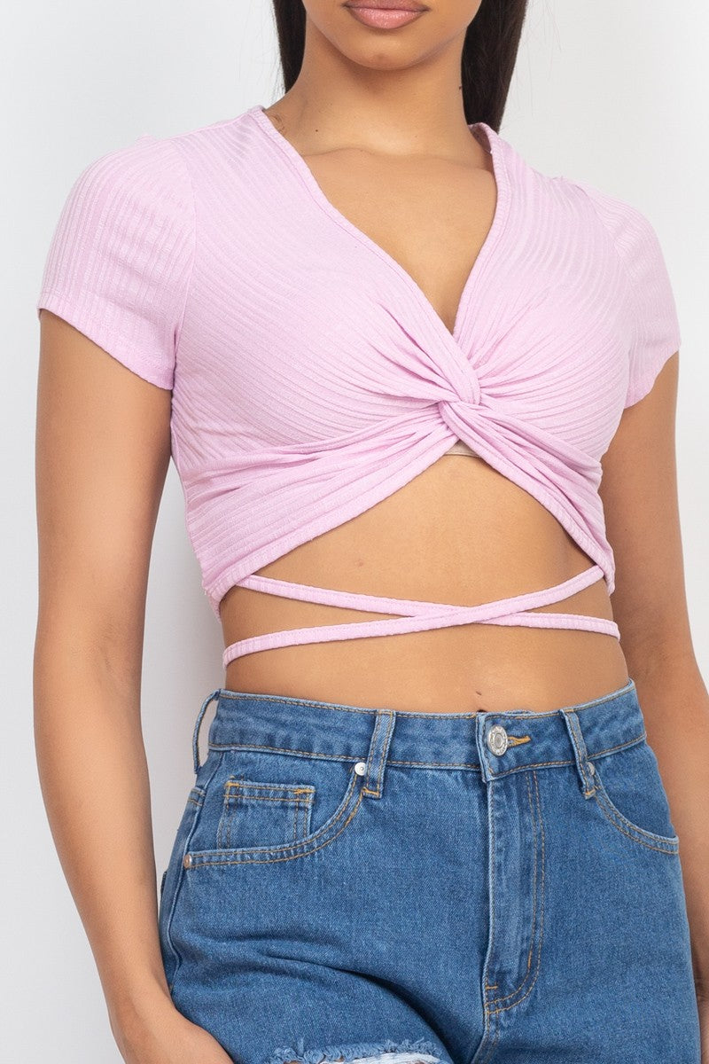 Front Twisted Self-Tie Crop Top