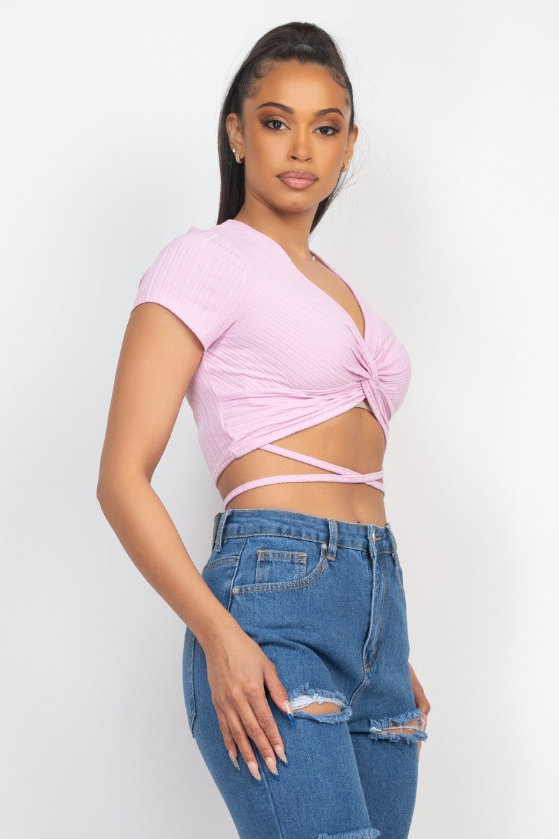 Front Twisted Self-Tie Crop Top