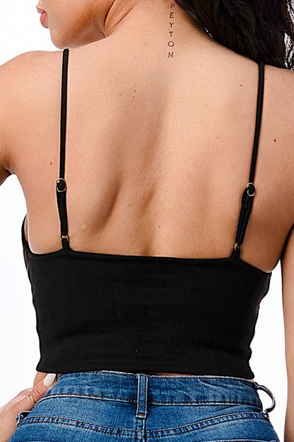 Cami Suede Crop Top With Lace Up