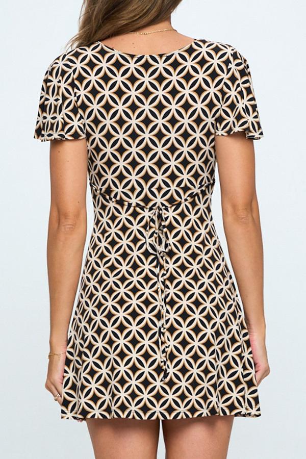 Geometric Wrap Top Mini Dress