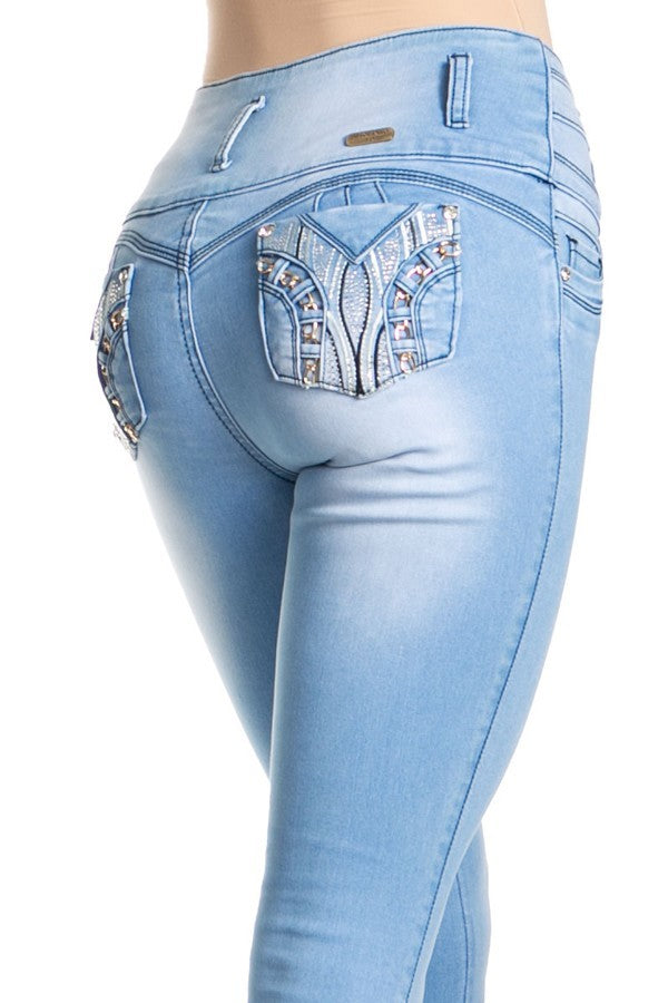 Studs and Chains High Waist Jeans