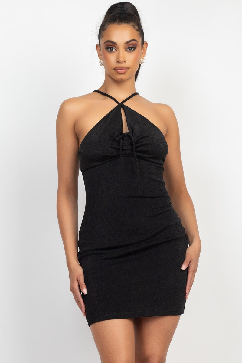 Ruched Keyhole Bodycon Dress