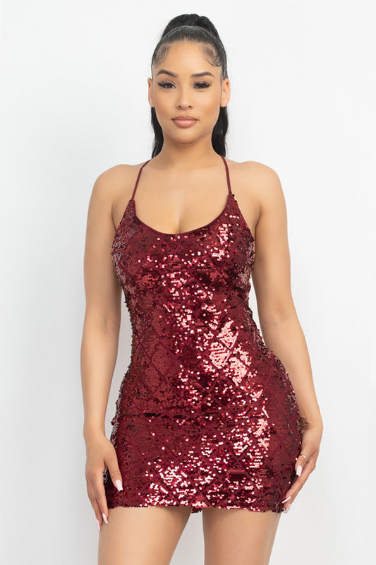 Diamond Pattern Sequin Dress