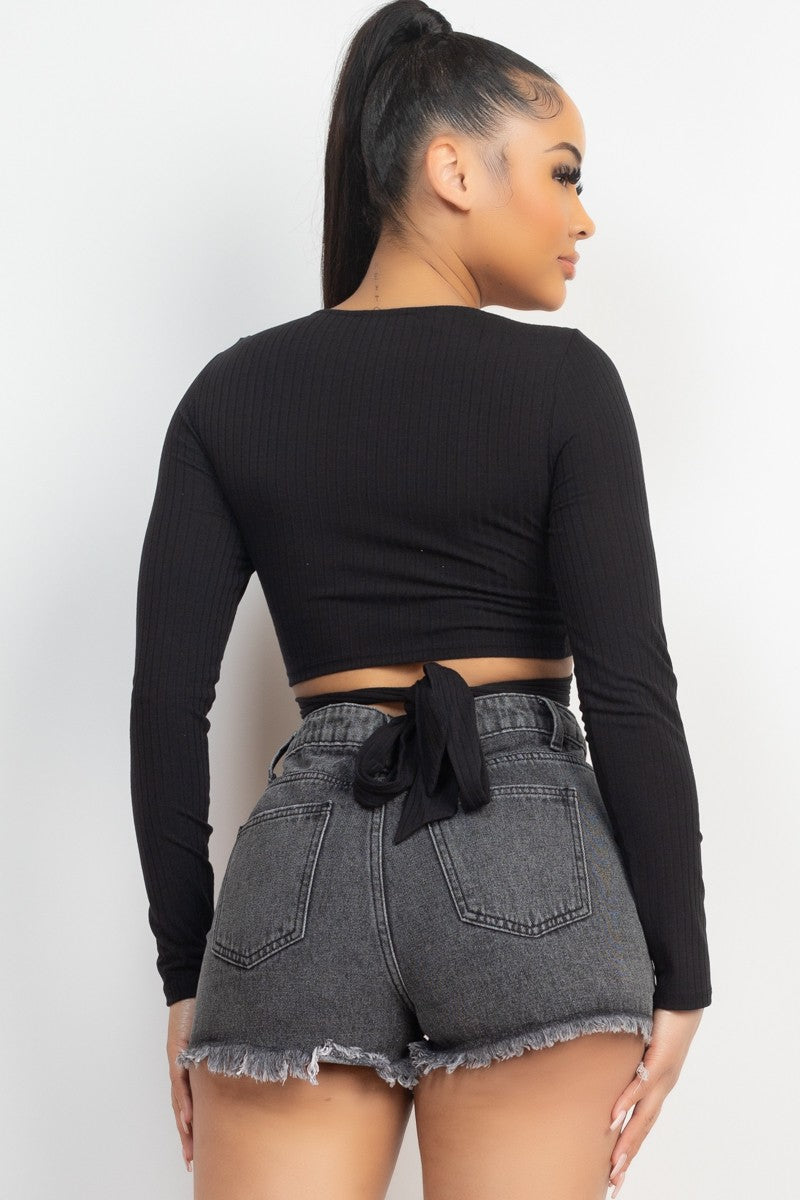 Waist Back Belt Crop Top