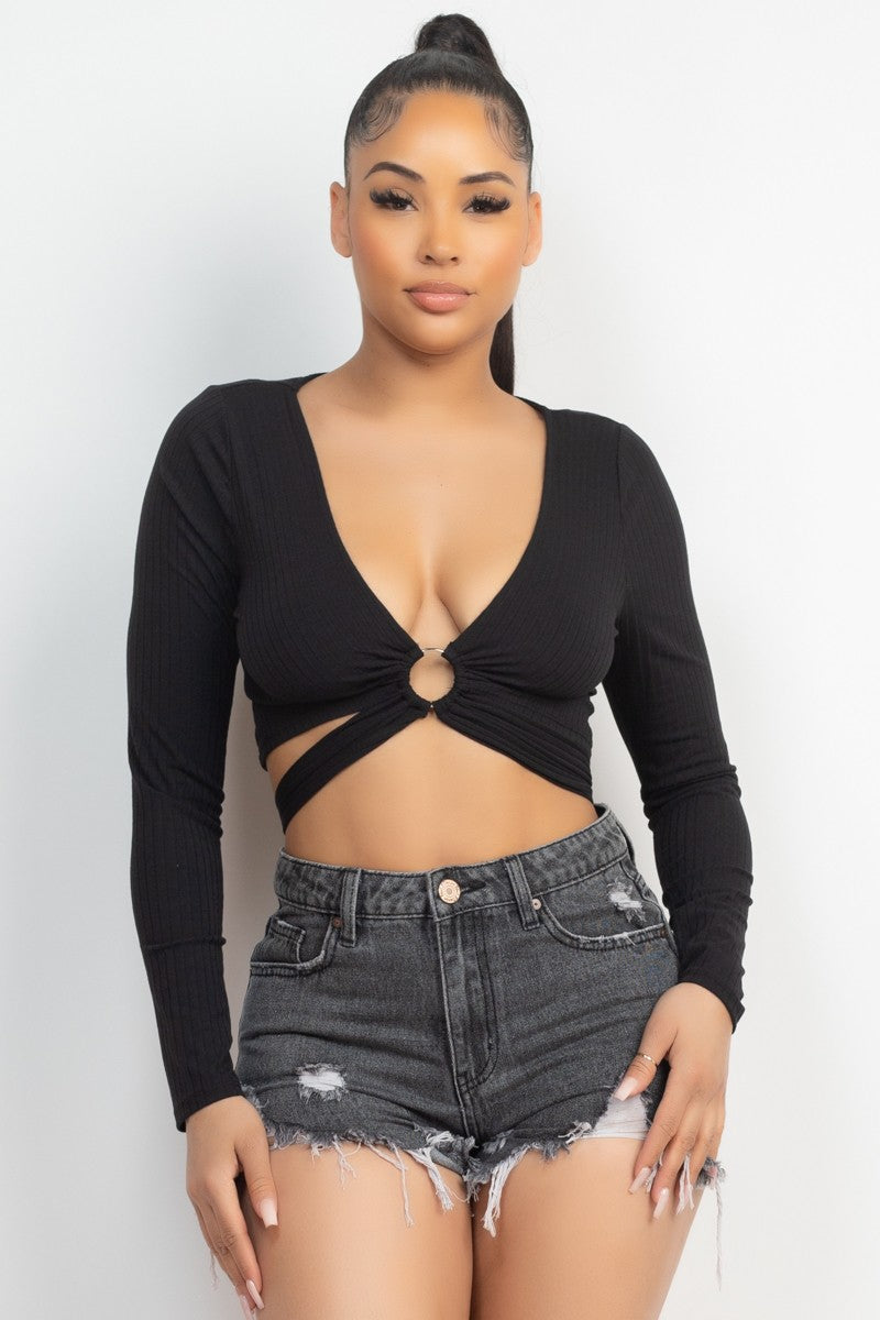 Waist Back Belt Crop Top