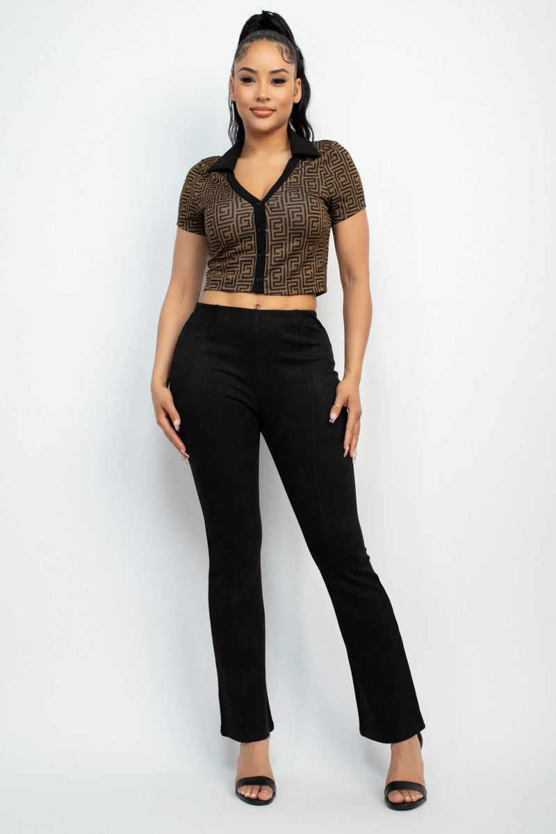 Front Button Jacquard Top