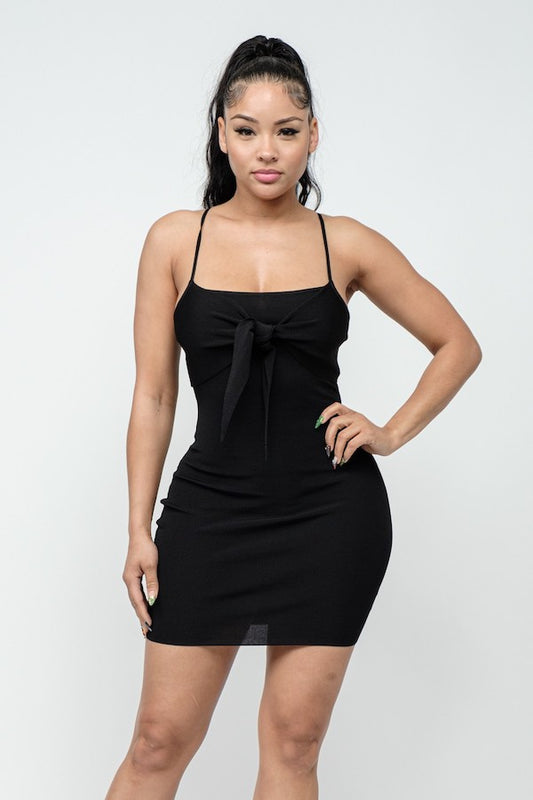 Tie Front Ribbed Dress