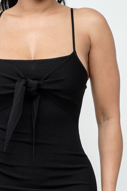 Tie Front Ribbed Dress