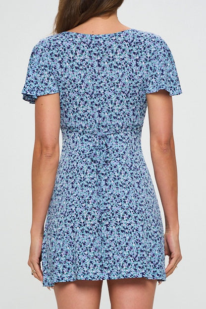 A-Line Mini Dress with Floral Wrap Top