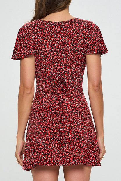 A-Line Mini Dress with Floral Wrap Top