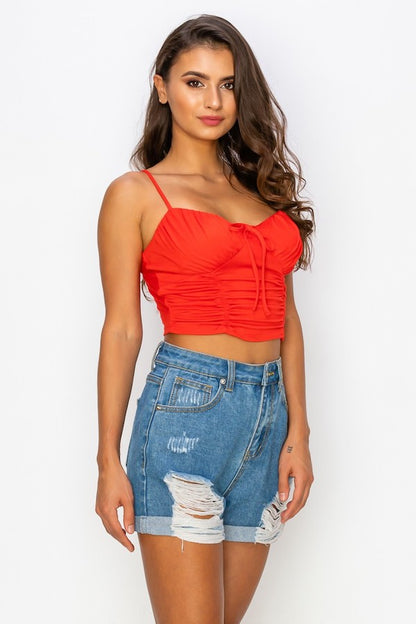 Radiant V-Neck Shirred Crop Cami
