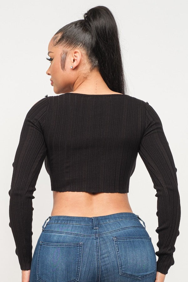 Cut Out Long Sleeve Top