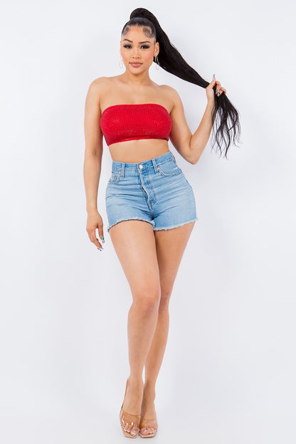 Studded Bandeau Crop Top