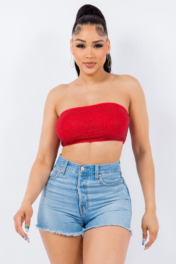 Studded Bandeau Crop Top