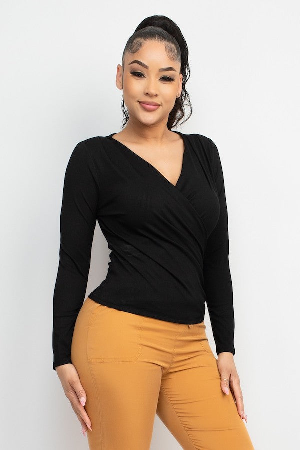 Pleated Surplice Casual Top