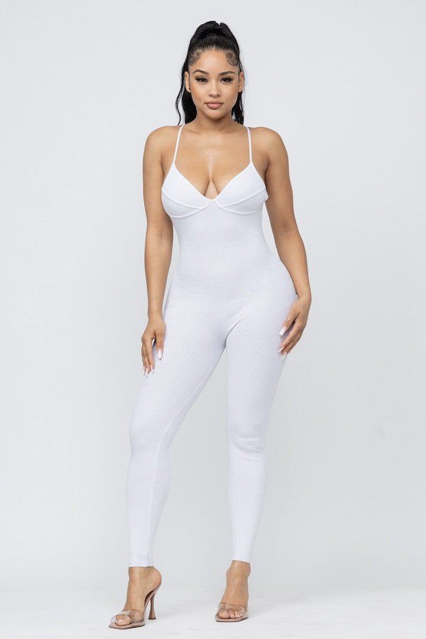 Shell Bust Ribbed Jumpsuit